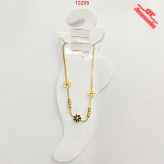  10295 - Lắc chân titan mạ vàng 99k hoa cúc và bi tròn siêu bền màu 