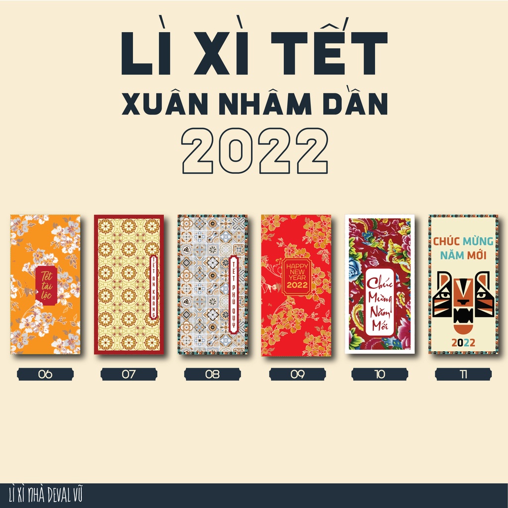 Bao Lì Xì Cách Tân 2022 (Kèm Túi Bóng Kính) - Giá Rẻ