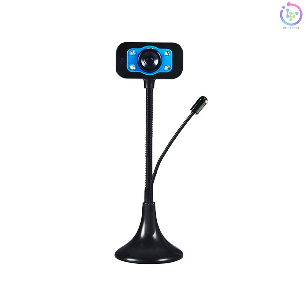 480P USB Webcam Drive-free USB Web Camera with External Microphone Fill Light Lamp Plug and Play for PC Laptop