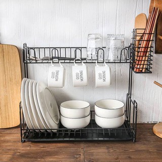 Kệ úp chén đĩa đa năng có khay hứng nước bằng thép