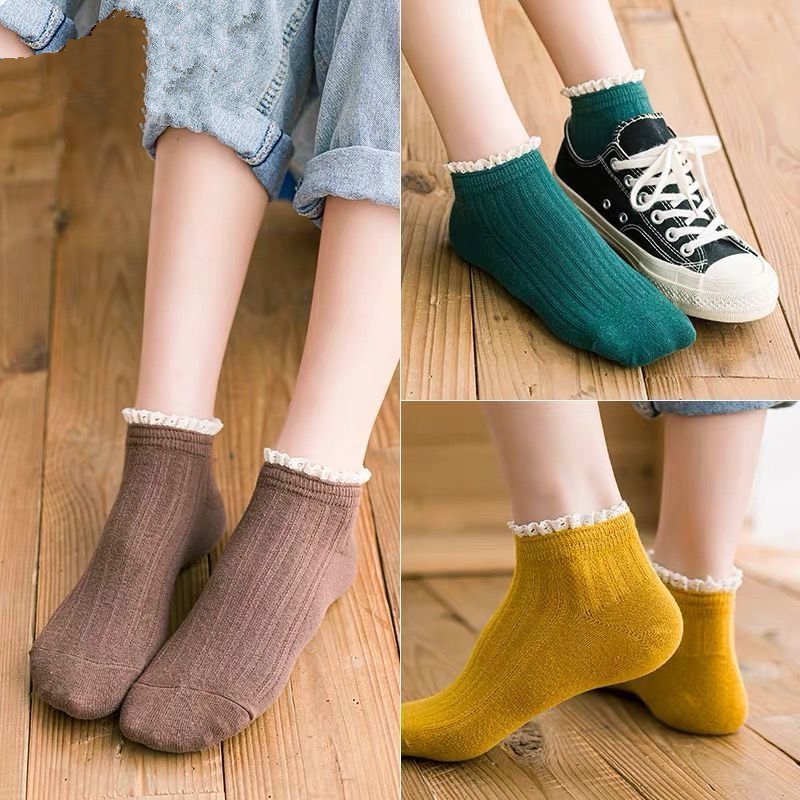Tất Nữ Cổ Thấp Phong Cách Vintage Hàn Quốc cotton được chọn màu MÃ T28