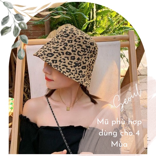 Nón bucket cao cấp chất liệu Cotton siêu nhẹ tạo vân da báo, mũ vành tròn Hotrend hè 2022
