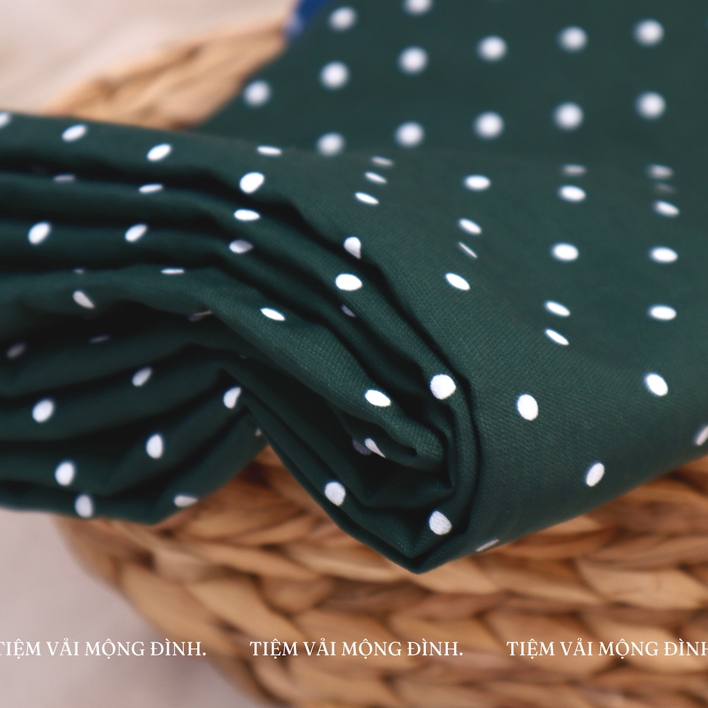 Vải Gân Hàn Hoạ Tiết Chấm Bi Màu Noel Giáng Sinh