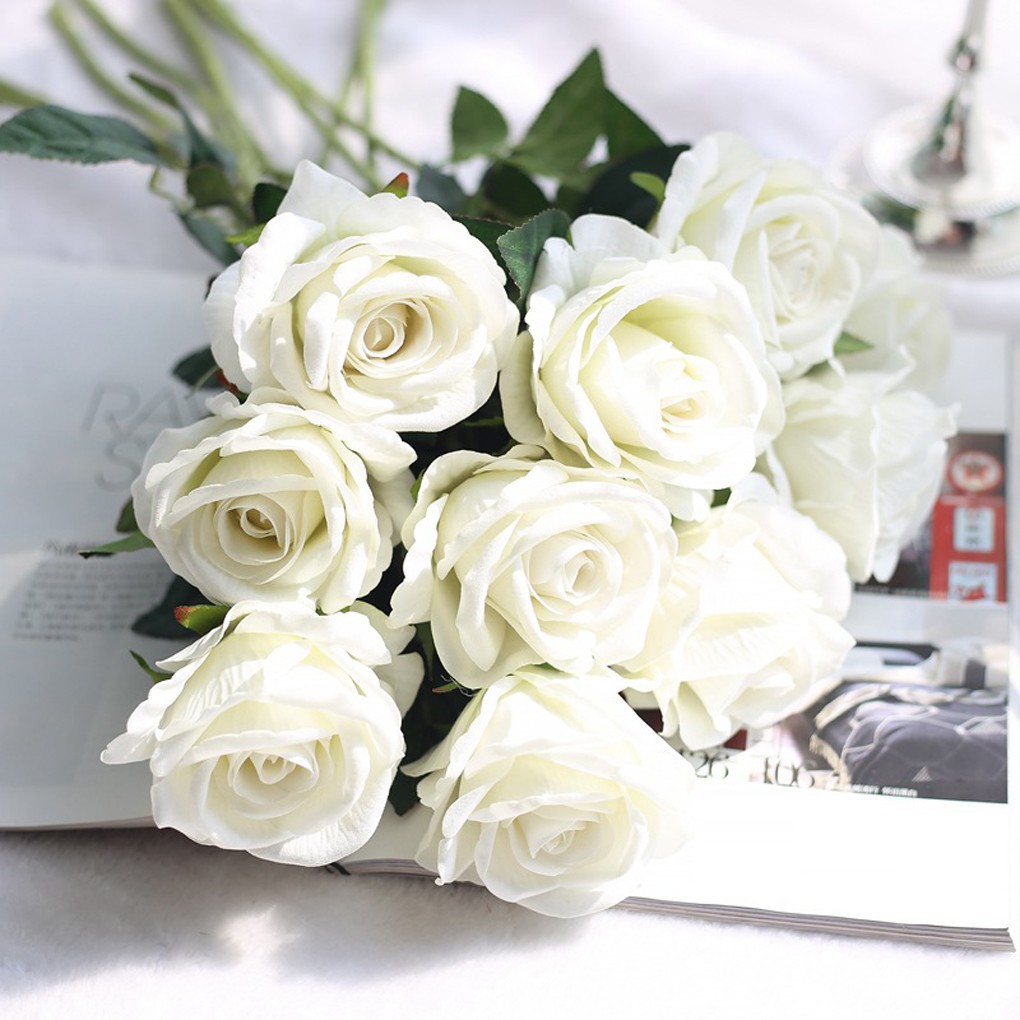 Artificial Rose Flannel Artificial Flowers Real-like Wedding Home Decor