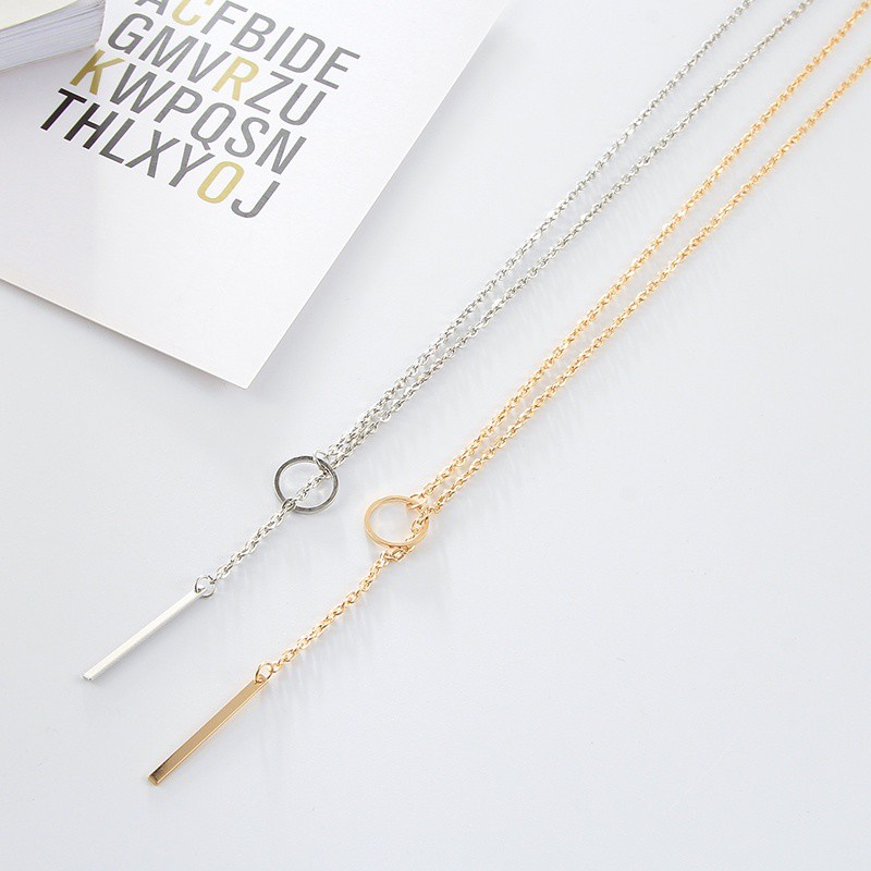 Vòng cổ dài bằng kim loại 191087 mặc áo sweater đơn giản độc đáo thời trang thường ngày dễ phối