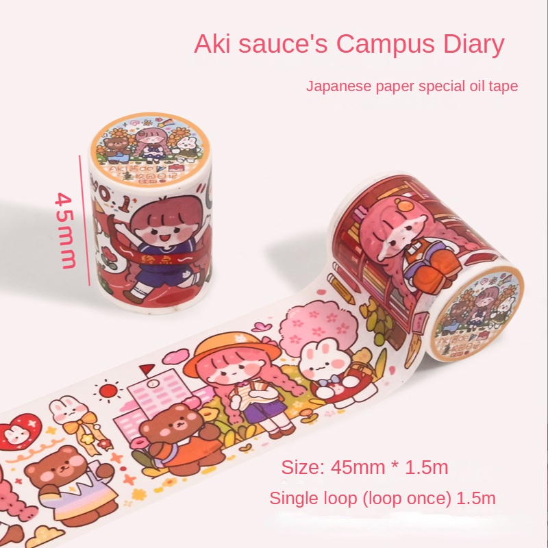 Cuộn Băng Keo Giấy Washi Họa Tiết Hoạt Hình Sáng Tạo Trang Trí Thủ Công