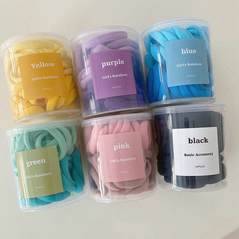 Set 50 Dây Buộc Tóc Co Giãn Nhiều Màu Sắc Cho Nữ