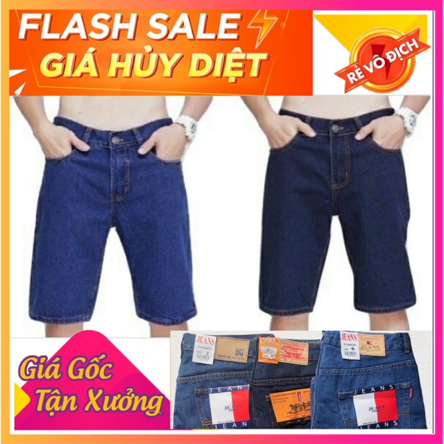 Quần short jean ( quần sọt jean nam) phom rộng ống đứng vải dày phù hợp với người thích mặc rộng hoặc trung niên