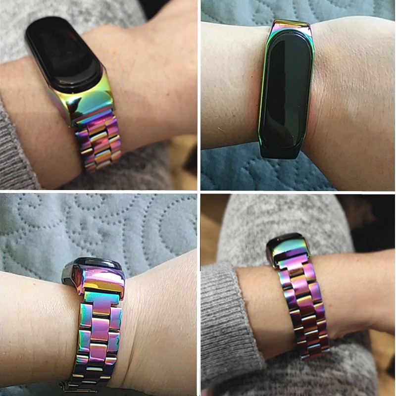 Stainless steel metal case wristband for Xiaomi mi band 3 4 watch