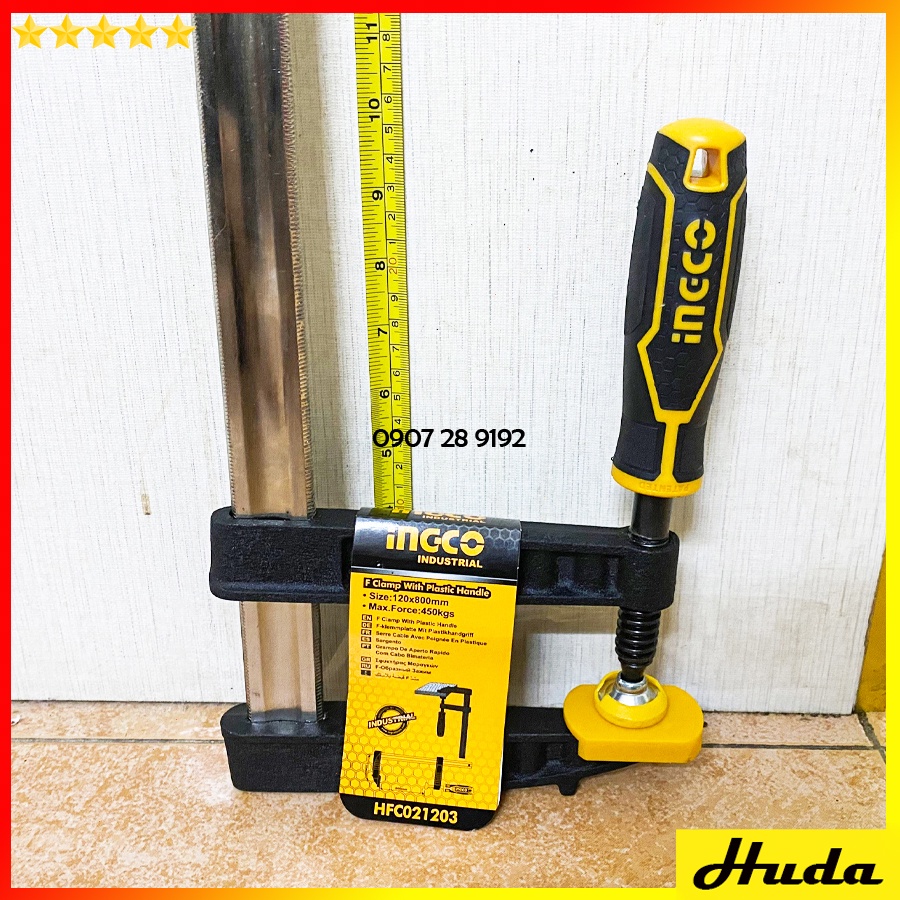 Cảo kẹp gỗ chữ F dài 600-800mm Total Ingco thép Cr-V cứng chắc chống cong vênh