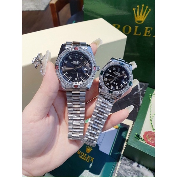 Đồng hồ Rolex nam nữ đá màu thời trang