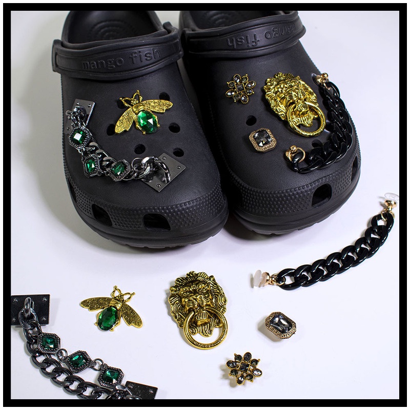 Bộ Phụ Kiện Dây Xích Gắn Đế Giày Crocs Trang Trí Phong Cách Cổ Điển Có Thể Tháo Rời