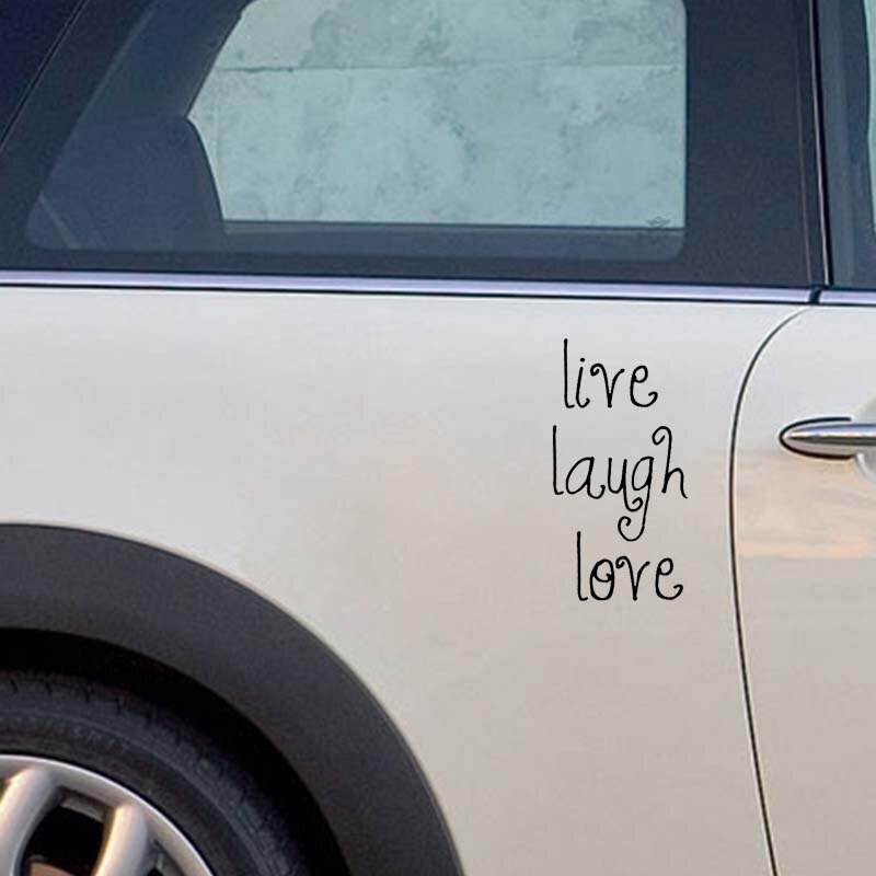 Decal dán trang trí xe hơi họa tiết Live Laugh Love chất liệu Vinyl chống thấm nước kích thước 7.5CM*14.7CM