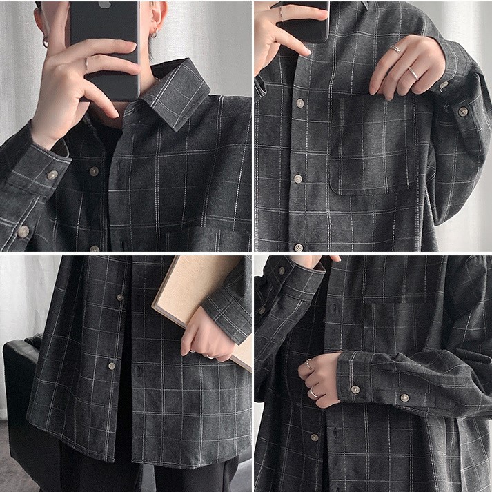 Áo Sơ Mi kẻ karo unisex form rộng, chất mát, FULL SIZE M đến 5XL (tới 140kg) | BigBuy360 - bigbuy360.vn