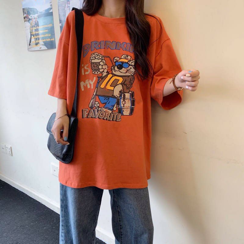 Áo thun tay lỡ Unisex Mèo DRINKING