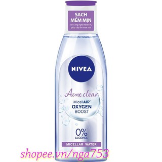 Nước tẩy trang 200ml cho da mụn nivea acne care make up clear micellar water chính hãng.