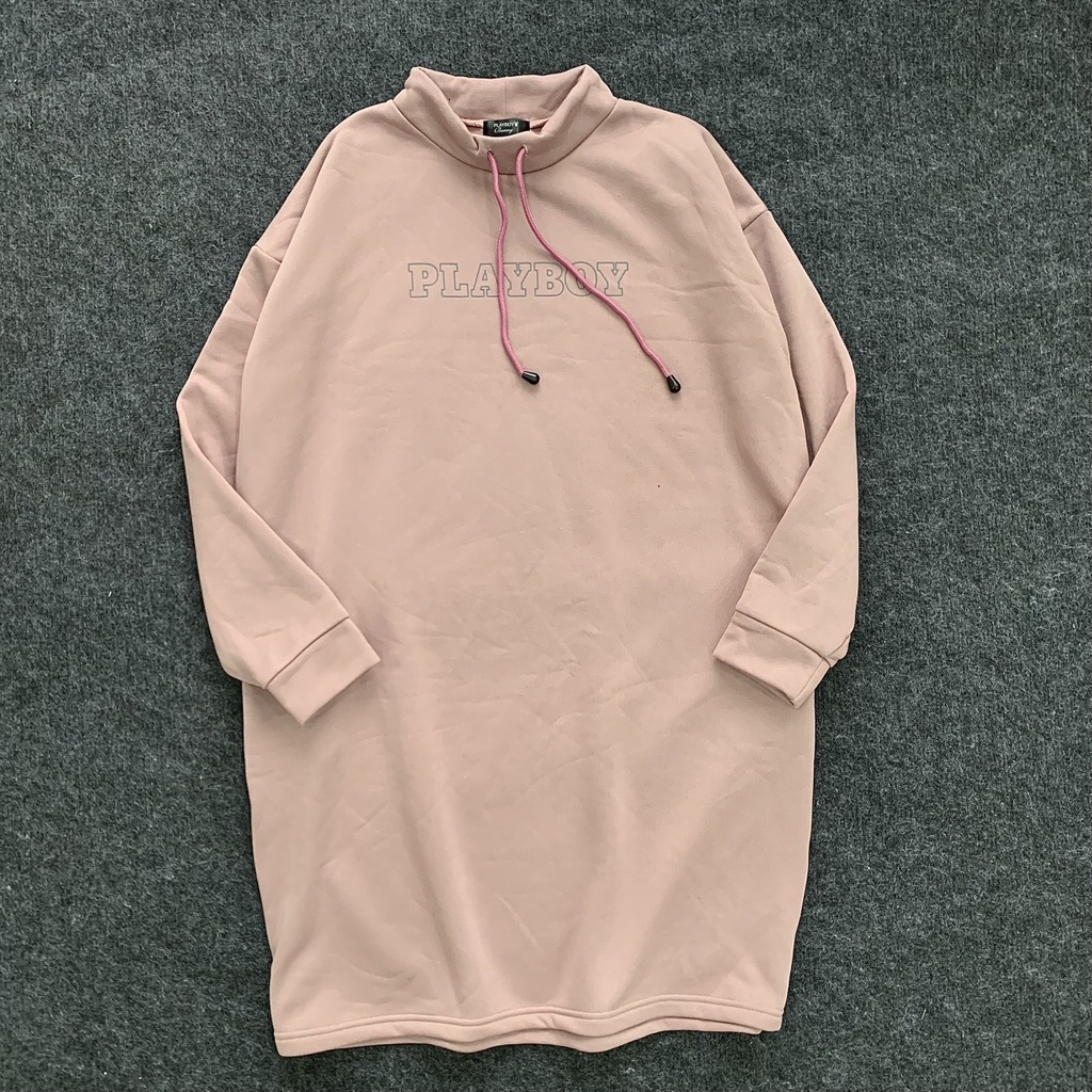 ĐẦM DÀI HOODIE PLAIIBOII CHẤT THUN NỈ FORM SUÔNG THỜI TRANG_O SHOP_HÀNG CHÍNH HÃNG