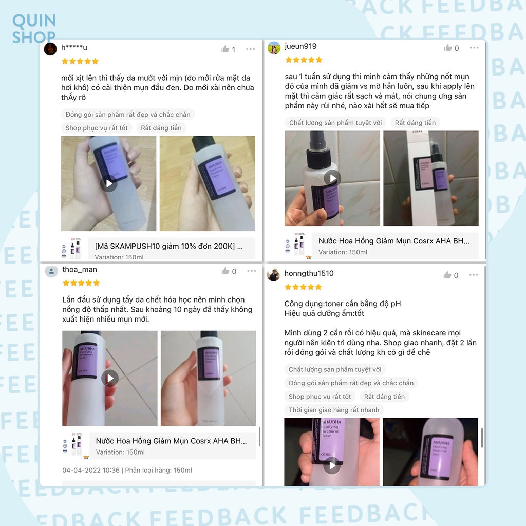 Nước Hoa Hồng Giảm Mụn Cosrx AHA BHA Clarifying Treatment Toner