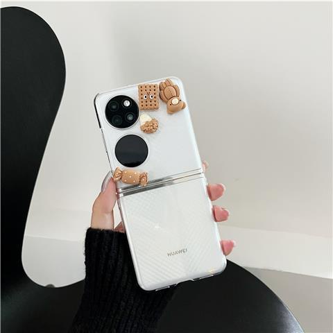 Ốp Điện Thoại Cứng Có Giá Đỡ Màn Hình Dạng Gập Ba Chiều Hình Gấu Bông Cho Huawei p50 p50
