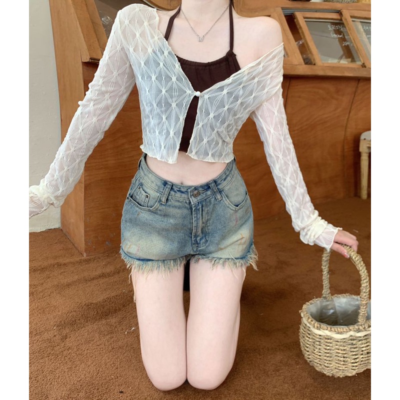 QADCOL Set Áo Hai Dây Và Áo Khoác Chống Nắng Dài Tay Thời Trang Nữ