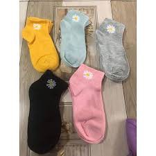 Tất , vớ cotton cổ ngắn hoa cúc hợp thời trang nhiều màu sắc