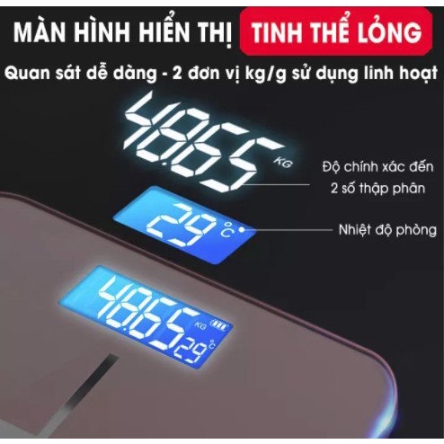 Cân Điện Tử Thay Pin 3 AAA Cân Sức Khỏe Gia Đình Bảo Hành 1 Năm Tặng Cáp+Pin