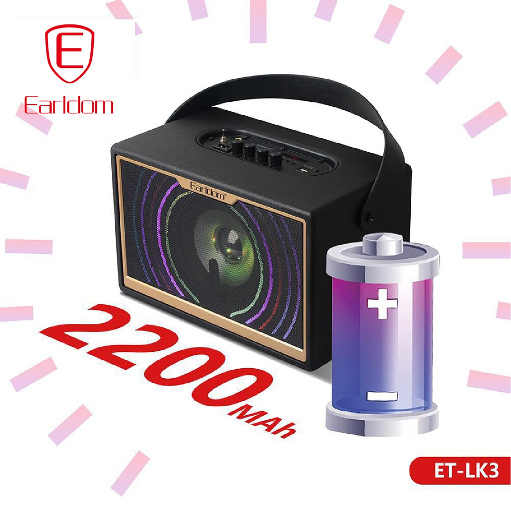 Loa Bluetooth xách tay Earldom ET-LK3 ( Kèm 2 mic không dây) chính hãng