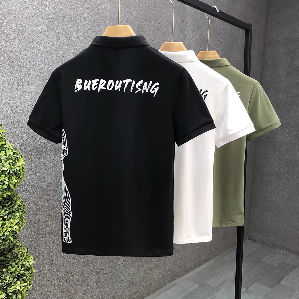 Áo polo nam form rộng cao cấp đẹp unisex có cổ màu trắng đen xanh rêu vải cá sấu Muradfashion MRT20
