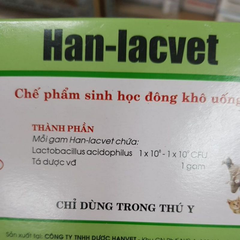 1 hộp 40 gói 10 g hanlacvet bổ sung men tiêu hóa cho vật nuôi