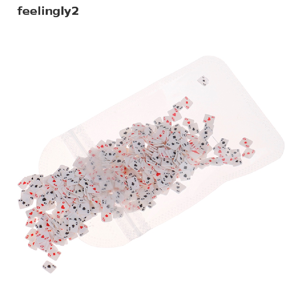 Túi 450-500 hạt đất sét polymer thiết kế hình lá bài poker 3d trang trí móng nghệ thuật 10g