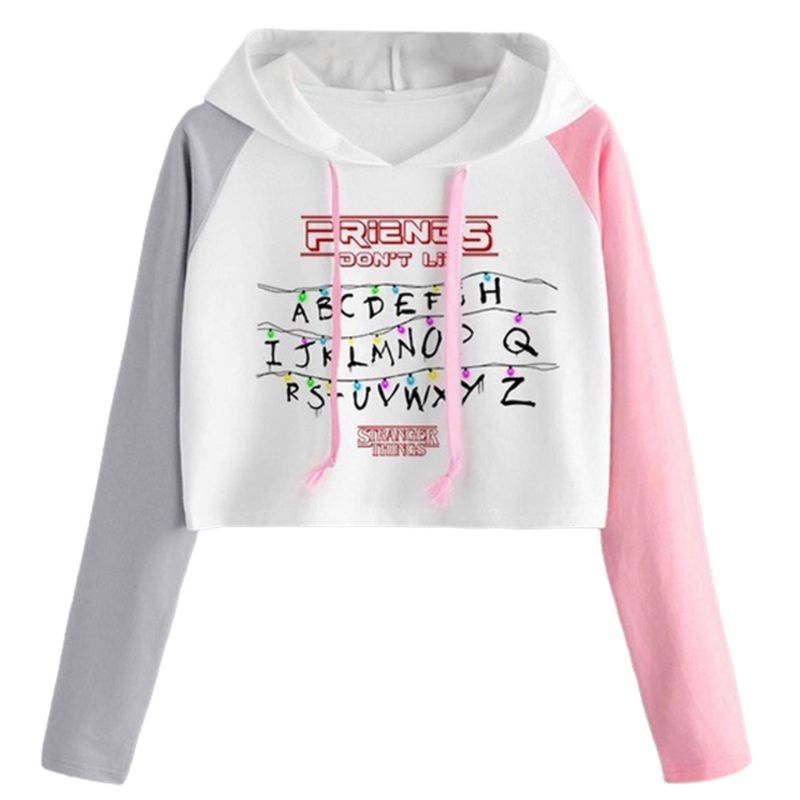 Áo Hoodie Lửng Tay Dài Siêu Nhẹ Phối Dây Rút Cá Tính Cho Nữ