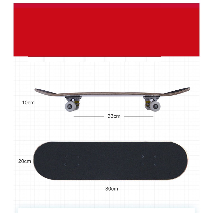 Ván Trượt skateboard Có Nhám Chống Trượt, Chống Nước Tốt Chịu Lực Tốt, người lớn (80CM)