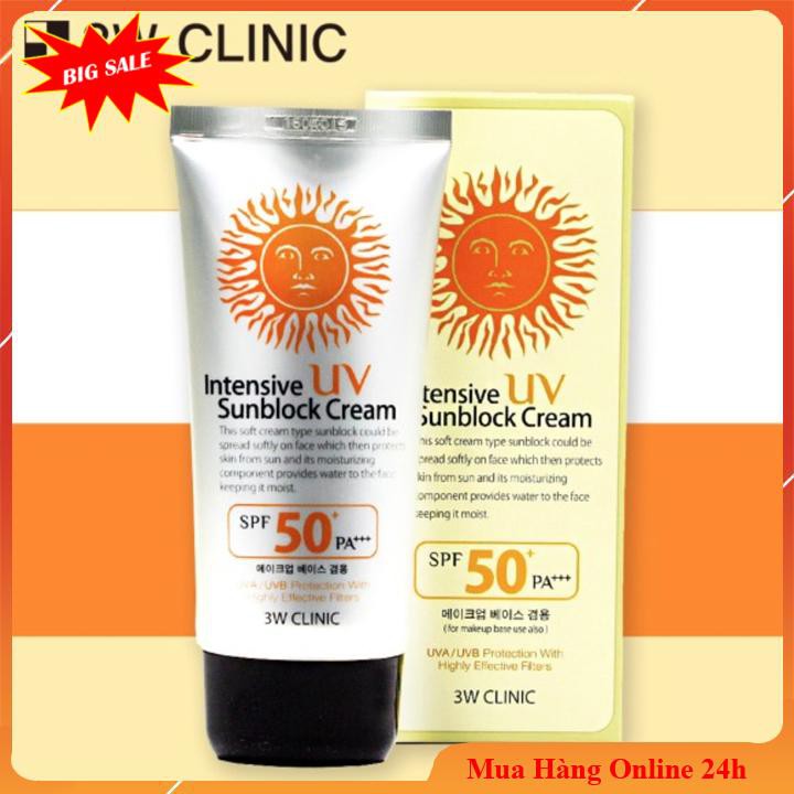 Kem chống nắng💖𝑭𝑹𝑬𝑬𝑺𝑯𝑰𝑷💖Kem Chống Nắng 3w Clinic Intensive UV Sunblock Cream SPF 50 Pa+++