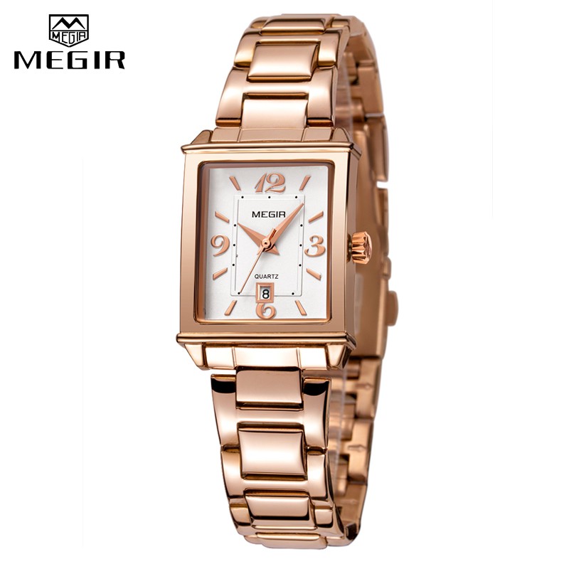 Đồng Hồ Đeo Tay MEGIR 1079 Bằng Thép Không Gỉ Màu Vàng Hồng Sang Trọng Dành Cho Nữ