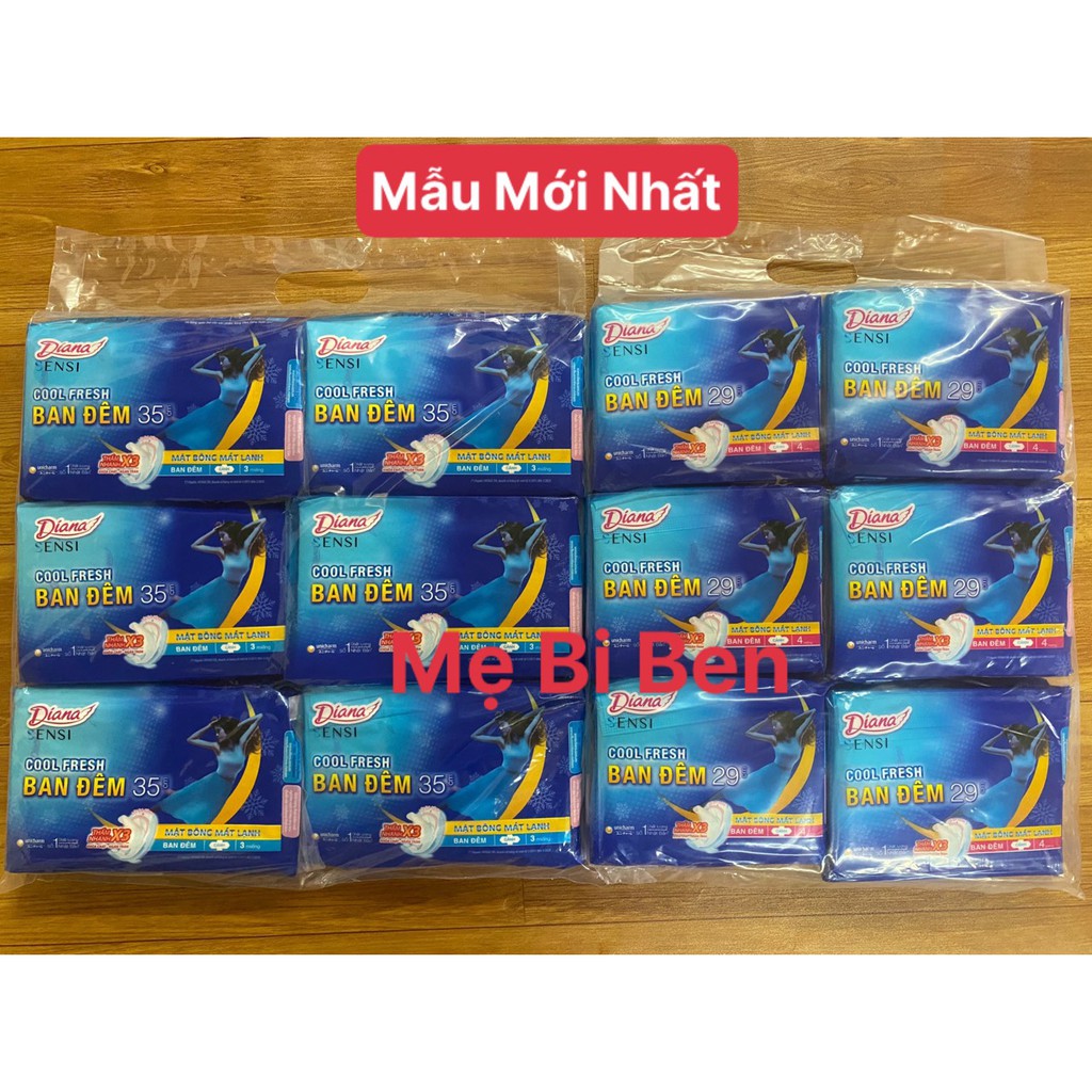 [Chính Hãng] Bộ 2 gói Băng vệ sinh Diana Sensi Cool Fresh Night 35cm 3 miếng/gói