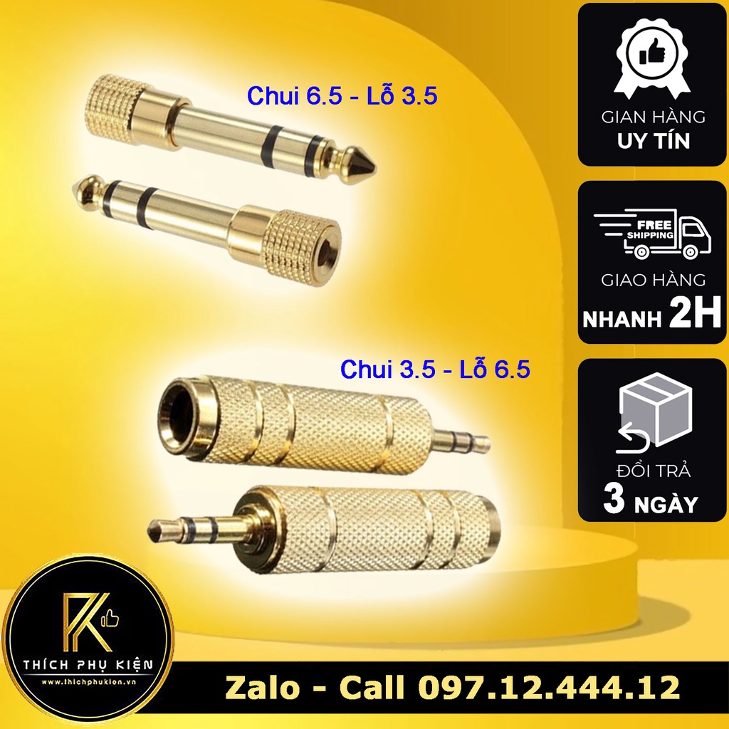Bộ đầu chuyển đổi âm thanh jack 6.5 sang jack 3.5 và đầu 3.5 sang 6.5