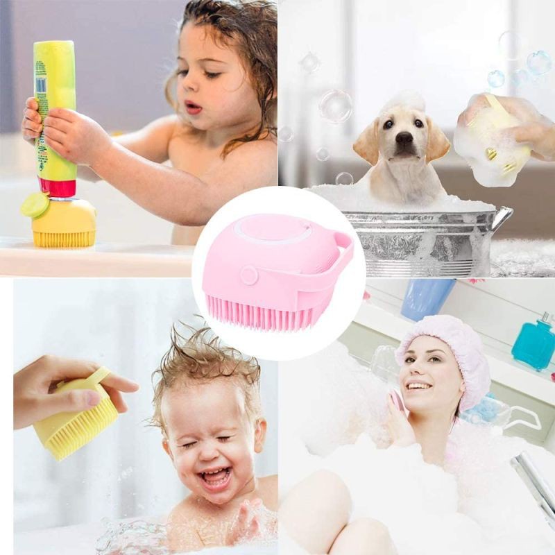 Bàn Chải Tắm Bằng Silicone Mềm Kèm Hộp Đựng Dầu Gội Tẩy Tế Bào Chết Mát Xa Cơ Thể