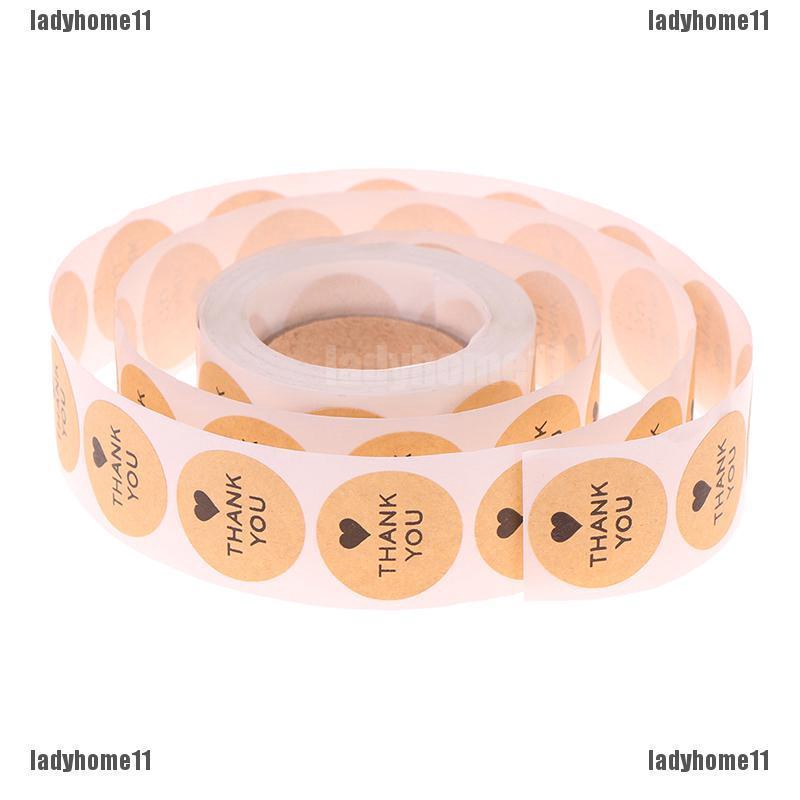 Cuộn 500 miếng dán in chữ THANK YOU với hình trái tim cho trang trí thủ công DIY/ đám cưới
