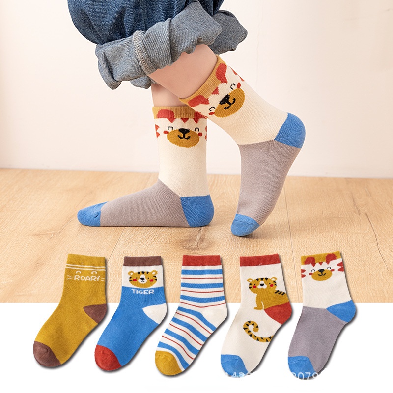 Vớ Trẻ Em In Hình Hổ Hoạt Hình Dễ Thương