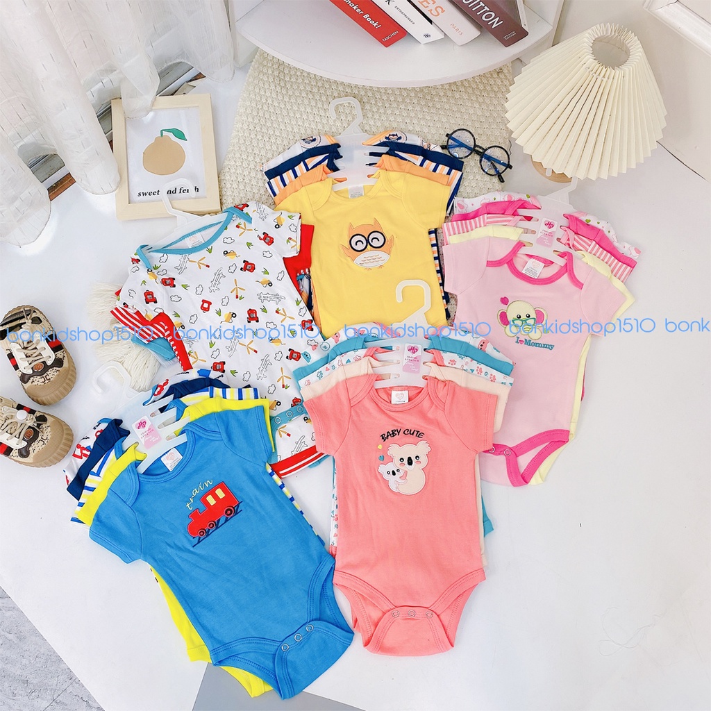 Set 5 bộ bodysuit, bodychip mặc hè cho bé trai và bé gái sơ sinh từ 3-9kg, hàng đẹp - BC02