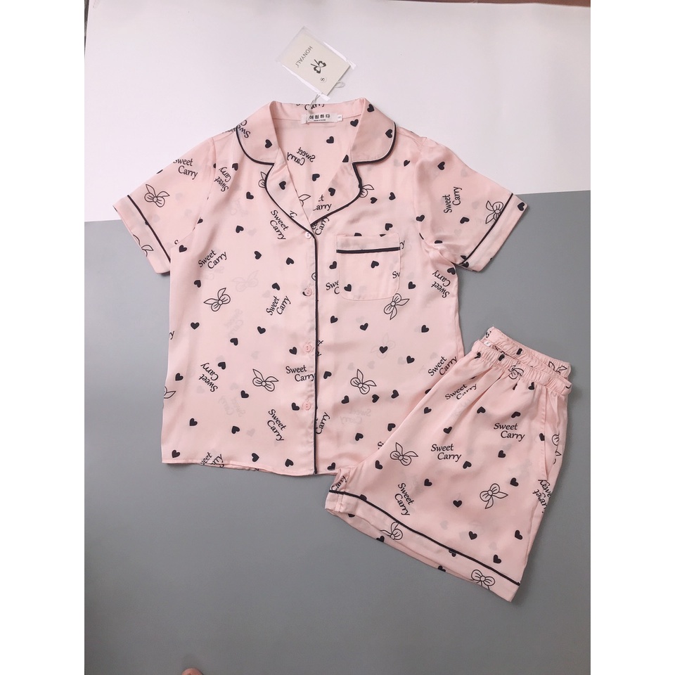Bộ đồ ngủ lụa đùi mặc nhà cộc tay Homieyl cao cấp, bộ đồ ngủ pijama pizama pyjama chất vải lụa mềm mại thoáng mát | BigBuy360 - bigbuy360.vn