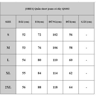 [OBES] Quần short jeans có dây QS002