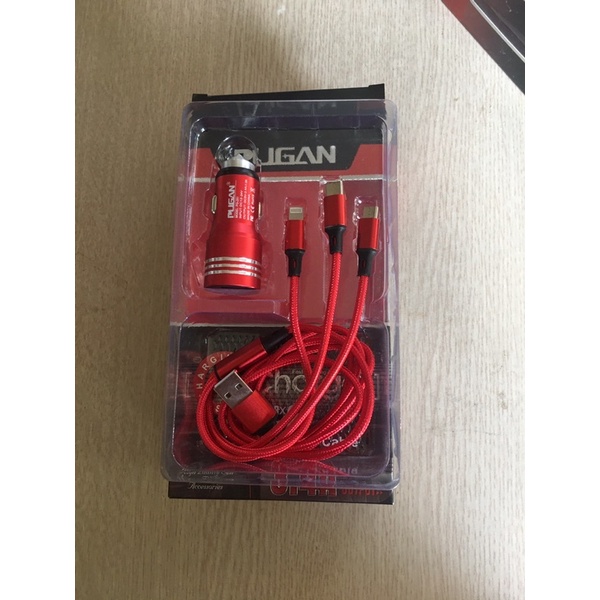 Bộ Tẩu Sạc Nhanh,Dây Sạc 3 Đầu PUGAN Sạc Nhanh Điện Thoại Và Thiết Bị Điện Tử Trên Ô Tô - Bộ Sạc 3 Trong 1