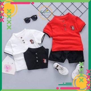 Quần áo bé trai cộc tay cổ tàu chất cotton mềm mịn thoáng mát cho bé từ 5-20kg