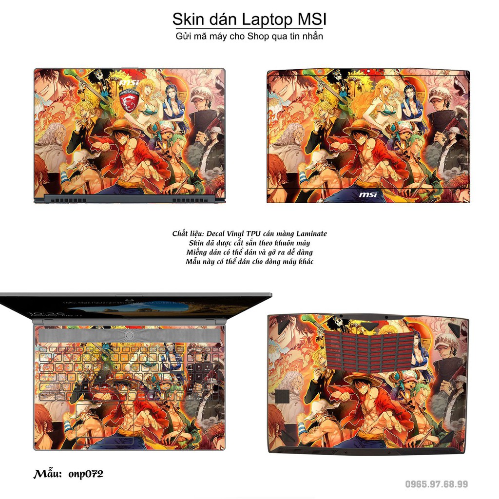 Skin dán Laptop MSI in hình One Piece _nhiều mẫu 5 (inbox mã máy cho Shop)