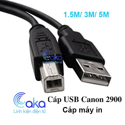 Dây máy in cổng USB 2.0 chuẩn A đực sang chuẩn B đực độ dài từ 1-5m màu đen