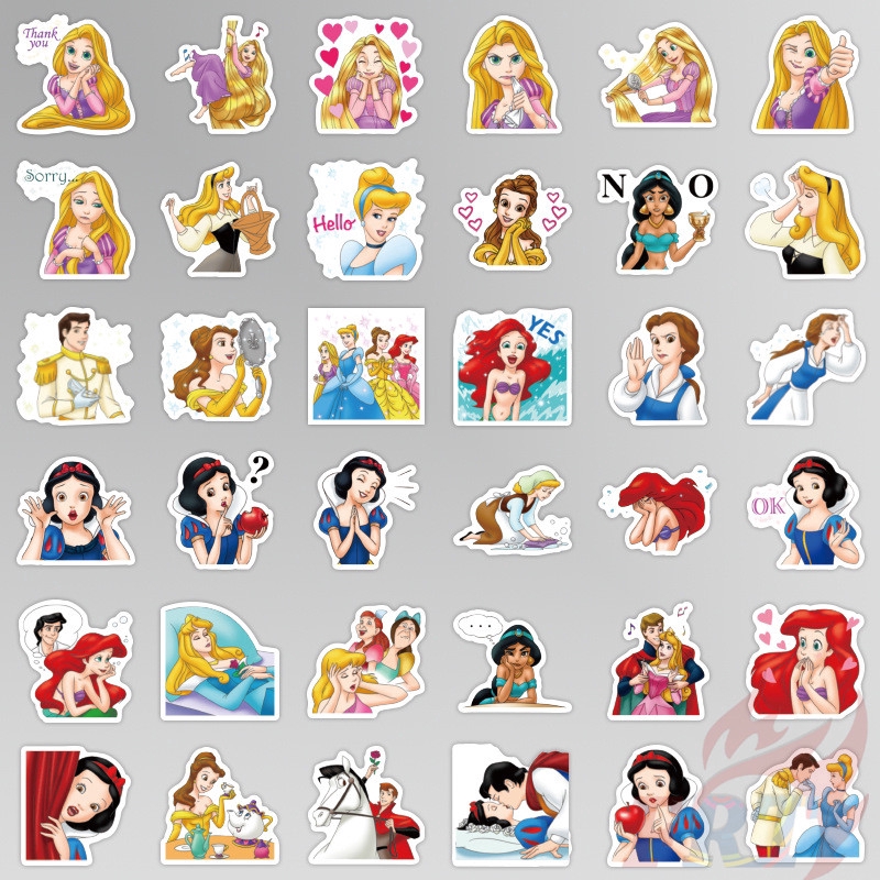❉ Bộ 02 Miếng Dán Trang Trí Hình Công Chúa Disney 02 ❉ Set 40 Sticker Dán Trang Trí Nhật Ký, Sổ Tay, Ván Trượt