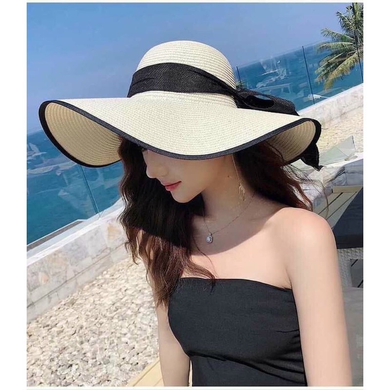 Mũ Cói Đi Biển Vành RộngFREESHIPVành Đại Có Viền Thắt Nơ