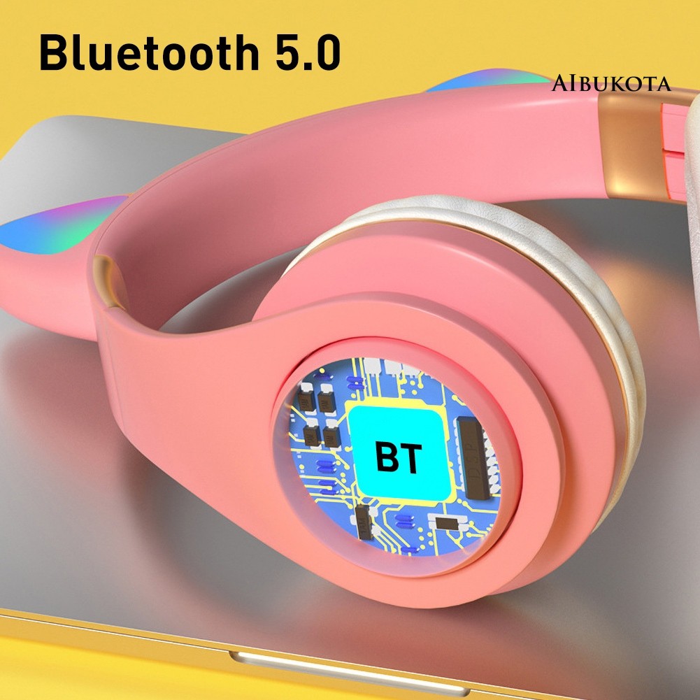 Tai Nghe Không Dây Hy.Ej.Blue Bluetooth 5.0 Với Mic Và Đèn Led 3.5mm