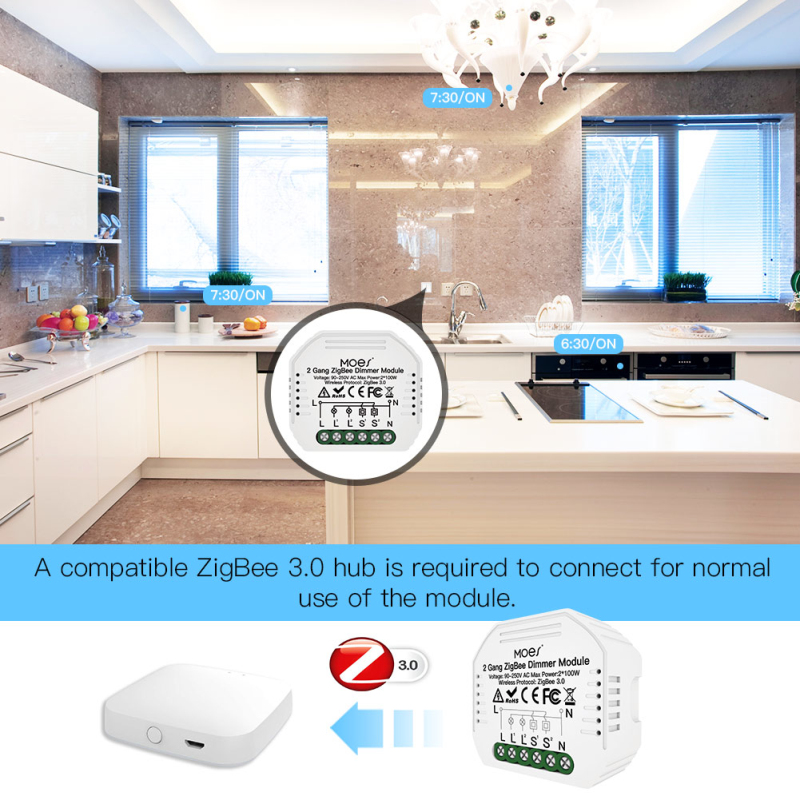 Mini DIY Tuya Zigbee Smart 2 / Gang Light Dimmer Module Hub Requires Smart Life Alexa Google Home Voice Control TRUING